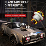 ⁦16303 1/16 2.4g Rc Car 4wd Electric High Speed Drift Vehicle Flat Running Muscle Car With Retro Led Light⁩ - الصورة ⁦6⁩