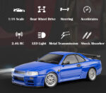⁦LDRC 1899 LD1899 RTR 1/18 2WD metal shell RWD RC Car Drift GTR R34 with Gyro LED Light On-Road Full Proportional Alloy⁩ - الصورة ⁦2⁩