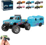 Mini Rc Monster Truck, 1:64 Scale Monster Truck RC Car with Lights, Mini Monster Truck Rc Car with Trailer