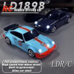 LDRC LD1898 1/18 RC Drift Car 2WD metal shell RWD Porsche with Gyro LED Light On-Road Full Proportional Alloy